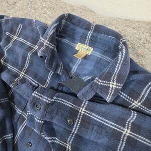 L.L. Bean Men's XL Regular Plaid Fleece Shirt Jacket Shacket Blue Navy 273074